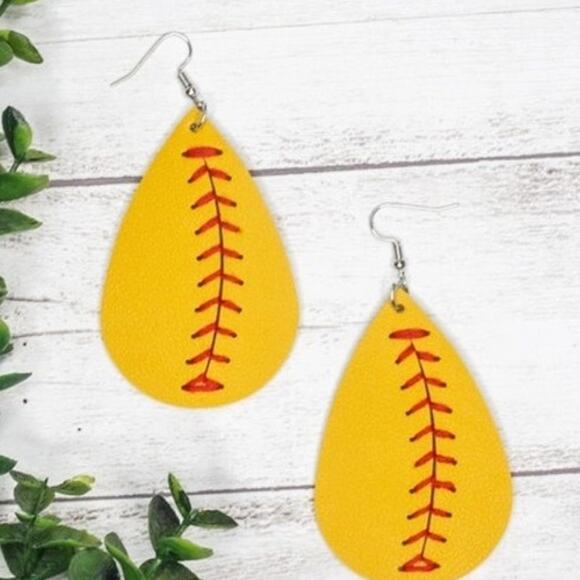 Southern Grace Jewelry - Pitch Please Softball Teardrop Earrings